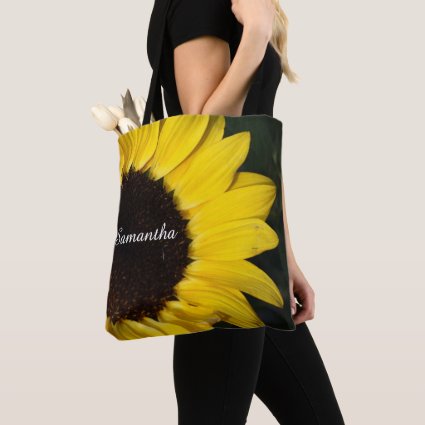 Sunflower And Name Tote Bag