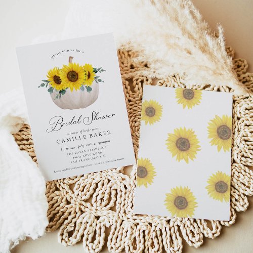 Sunflower and Pumpkin Fall Bridal Shower Invitation