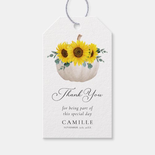 Sunflower and Pumpkin Fall Thank you Gift Tags