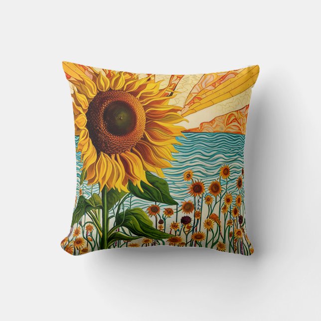 Sunflower and Quote Throw Pillow (Front)