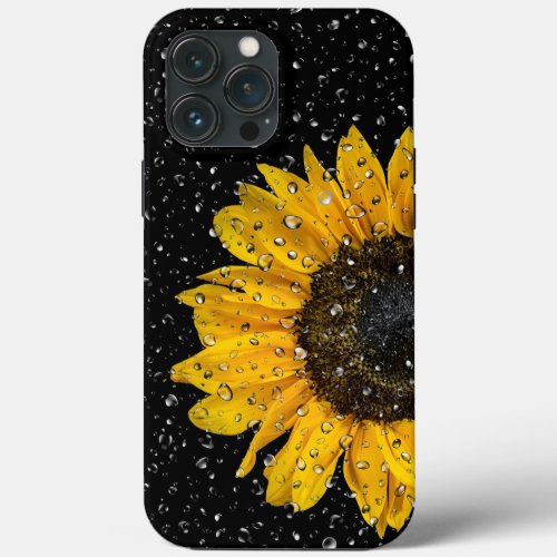 Sunflower and Raindrops iPhone 13 Pro Max Case