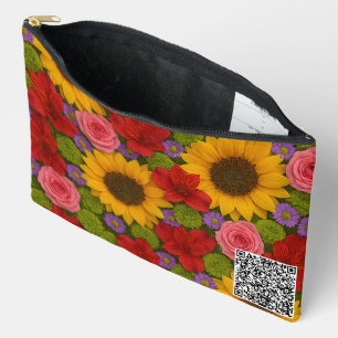 Sunflower and Rose Accessory Pouch