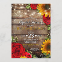 Sunflower and Rose Rustic Bridal Shower Invitation