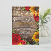Sunflower and Rose Rustic Quinceanera Invitation (Standing Front)