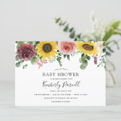 Sunflower and Roses  Baby Shower Invitation (Standing Front)