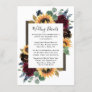 Sunflower and Roses Burgundy Red Navy Blue Wedding Enclosure Card