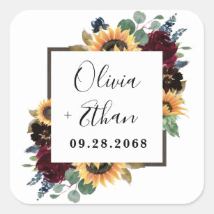 65 PERSONALISED STICKERS LabelsSunflower wedding address14 Colours002 