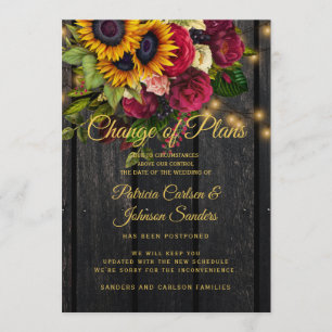 Sunflower and roses wedding new date announcement