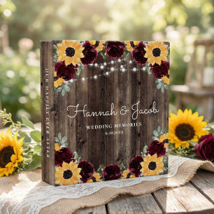 Sunflower and Roses Wedding Photo Album 3 Ring Binder
