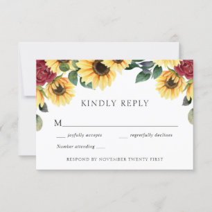 Sunflower and Roses Wedding Response Card