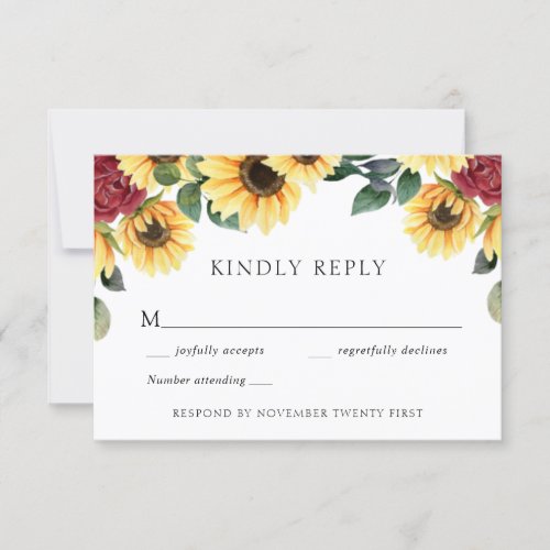 Sunflower and Roses Wedding Response Card