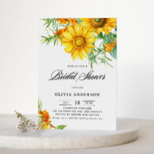 Sunflower and Sea Buckthorn QR Code Bridal Shower