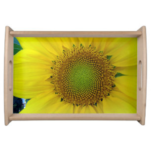 Sunflower and Seeds, Spiral, Golden Ratio Serving Tray