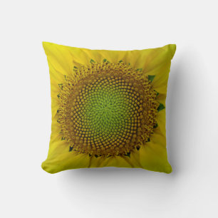 Sunflower and Seeds, Spiral, Golden Ratio Throw Pillow