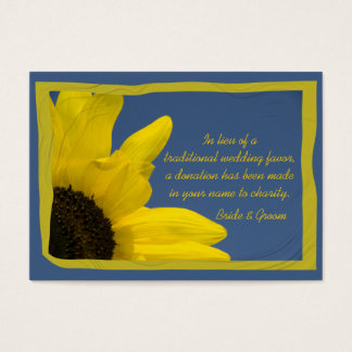 Sunflower and Sky Wedding Charity Favor Card