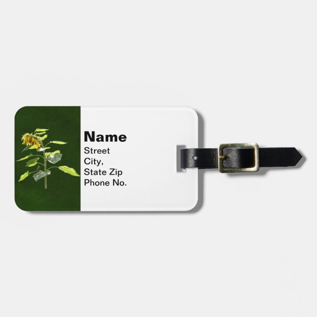 Sunflower and Sparrow Luggage Tag (Front Horizontal)