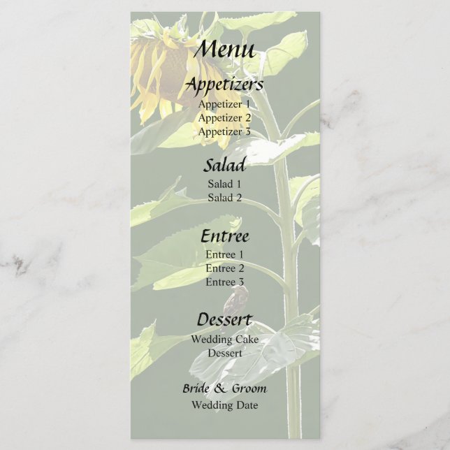 Sunflower and Sparrow Menu (Front)
