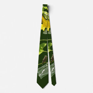 Sunflower and Sparrow Neck Tie