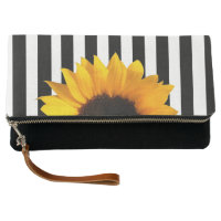 Sunflower and Stripes Fold Over Clutch