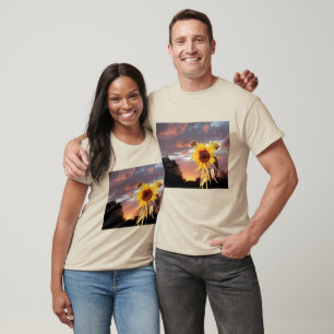 SUNFLOWER AND SUMMER SUNSET WITH PINK CLOUDS T-Shirt