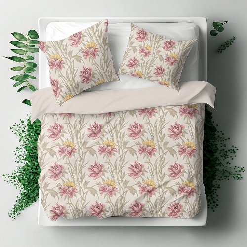 Sunflower and Tulips Toile Duvet Cover