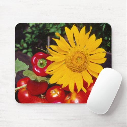 Sunflower and Vegetables _ Tomatoes Red Peppers Mouse Pad