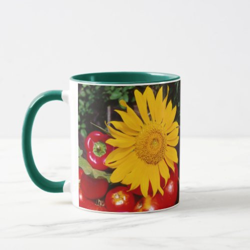 Sunflower and Vegetables _ Tomatoes Red Peppers Mug