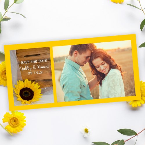 Sunflower and Veil Country Wedding Save the Date