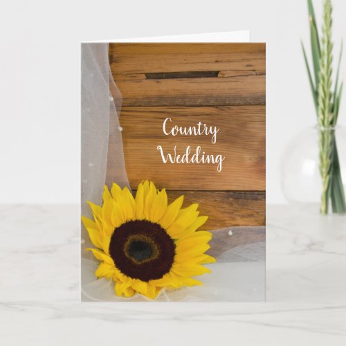 Sunflower and Veil Country Wedding Save the Date Announcement