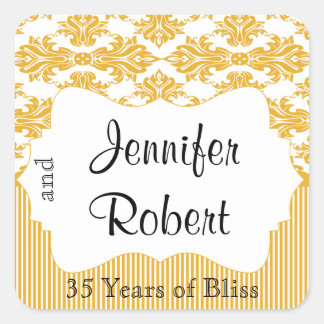 Sunflower and White Damask Envelope Seal