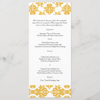 Sunflower and White Damask Wedding Menu