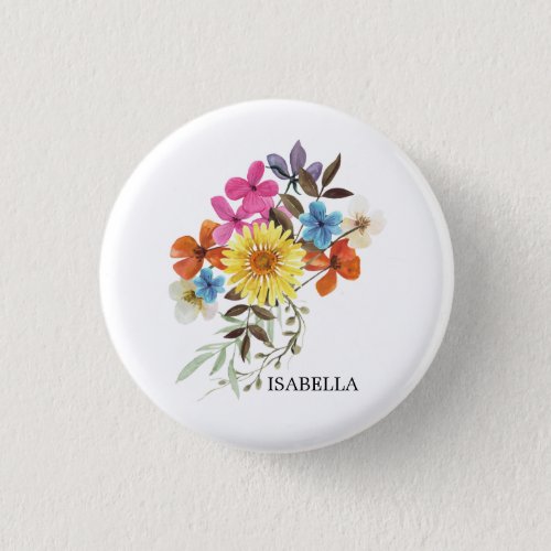 Sunflower and Wildflower Bouquet Custom Button