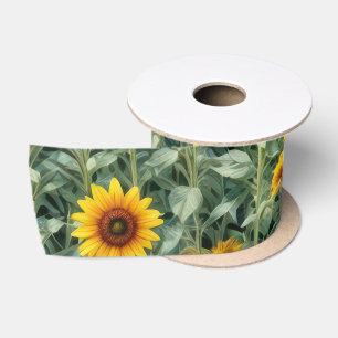 Sunflower and Wildflower Field Satin Ribbon