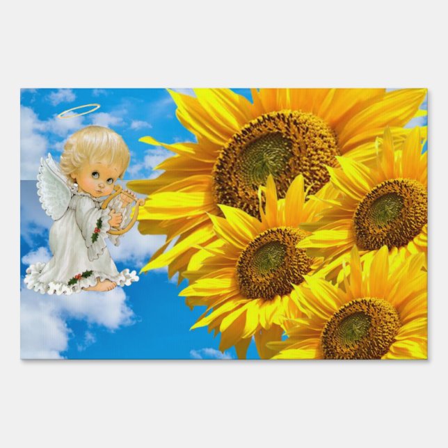 Sunflower Angel FloralHappy Mother's Day Yard Sign (Front)
