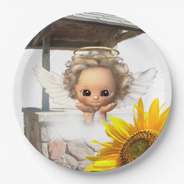 Sunflower Angel Paper Plates (Front)