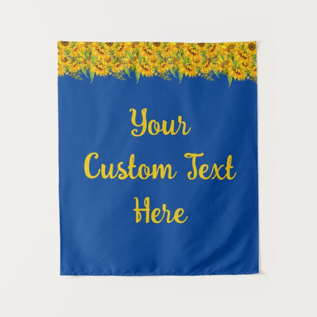 Sunflower Anniversary Party Backdrop Custom Blue (Front)