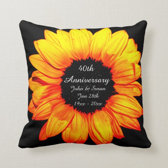 Sunflower Anniversary Throw Pillow
