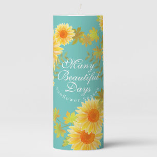 Sunflower aqua pillar candle