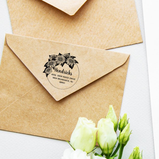 Sunflower Arch Name & Address Rubber Stamp (Creator Uploaded)