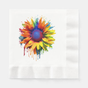 Sunflower Art Abstract Flower Painting Artwork Sun Napkins