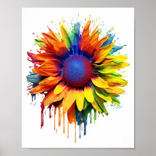 Sunflower Art Abstract Flower Painting Artwork Sun Poster