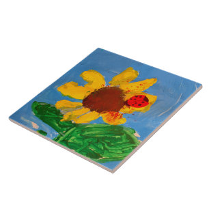 Sunflower "Art by Kids" Ceramic Tile