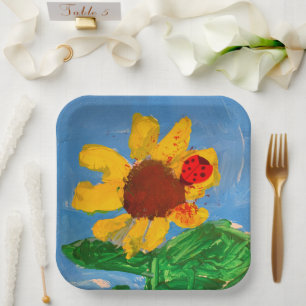 Sunflower "Art by Kids" Paper Plates