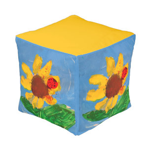 Sunflower "Art by Kids" Pouf