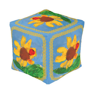 Sunflower "Art by Kids" Pouf