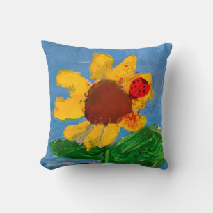 Sunflower "Art by Kids" Throw Pillow