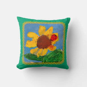 Sunflower "Art by Kids" Throw Pillow