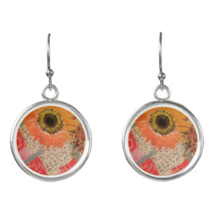 Sunflower art earrings
