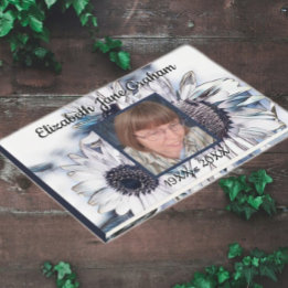 Sunflower Art in Blue and White | Photo | Funeral Guest Book