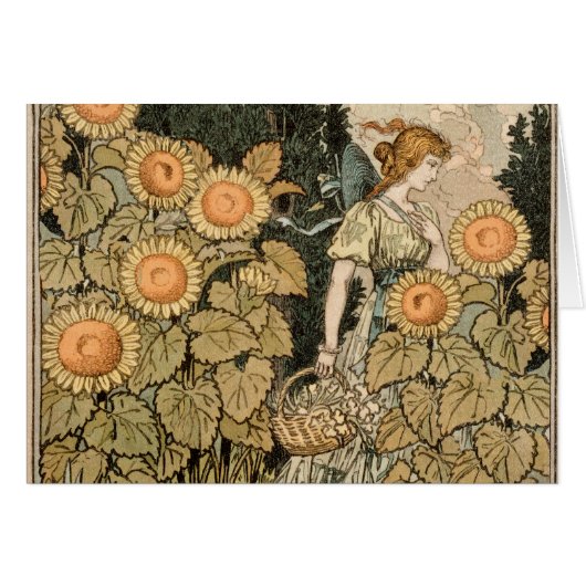 Sunflower Art Nouveau Garden Grasset Woman (Front Horizontal)